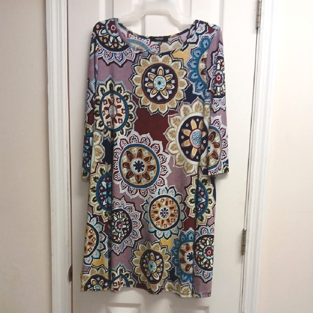 4,2 POPS Floral Patterned Dress - Multicolor SIZE L SEE DESCRIPTION
